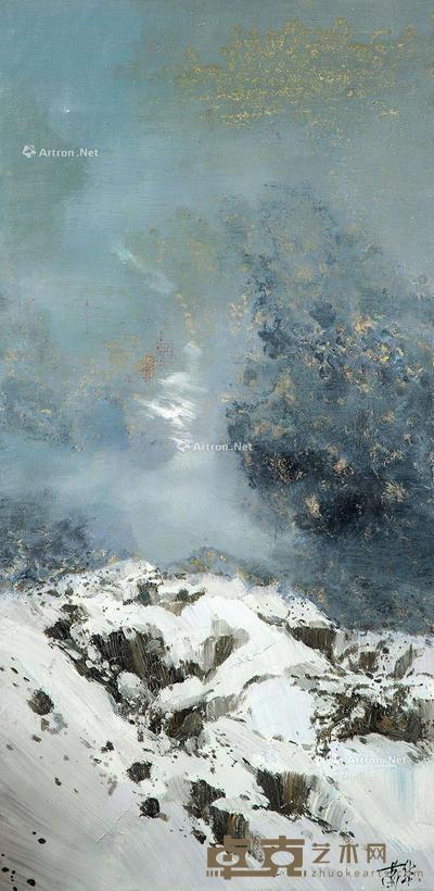 2017年作 初雪 布面油画 100×50cm