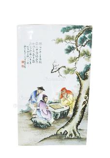  民国 粉彩人物瓷板