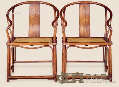  黄花梨席面垂手椅 （2件） 62×48×97cm