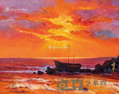  2013年作 万道霞光 布面油画 40×50cm