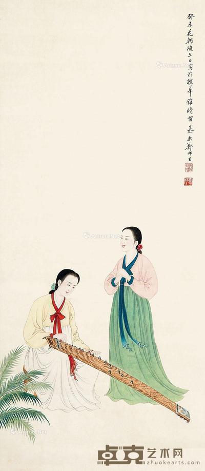  人物 镜心 设色纸本 90×39cm