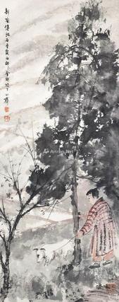  人物 立轴 设色纸本