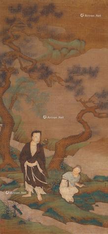  山水人物 立轴 设色绢本