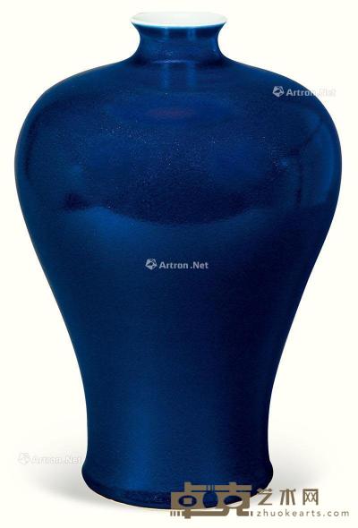  清乾隆 霁蓝釉梅瓶 高34cm