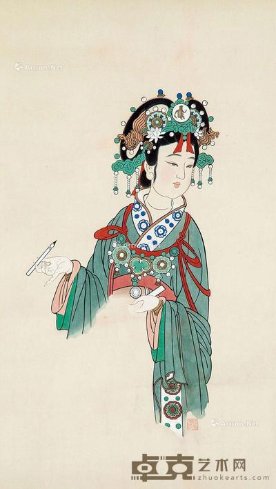 永乐宫壁画 立轴 设色纸本 76×44cm