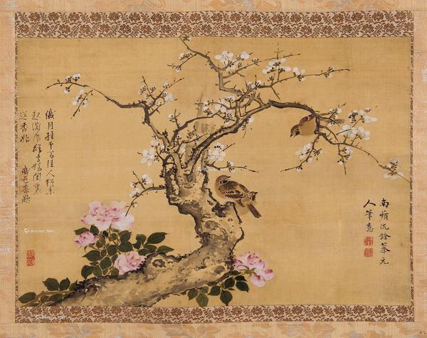  花鸟 立轴 设色绢本