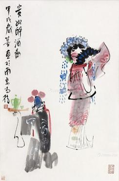  人物 镜片 设色纸本
