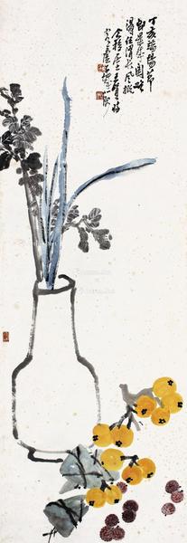  清供 屏轴 设色纸本