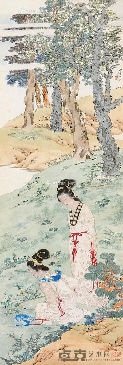  仕女 镜片 100×33cm