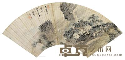 山水 扇面 设色纸本 17×48cm