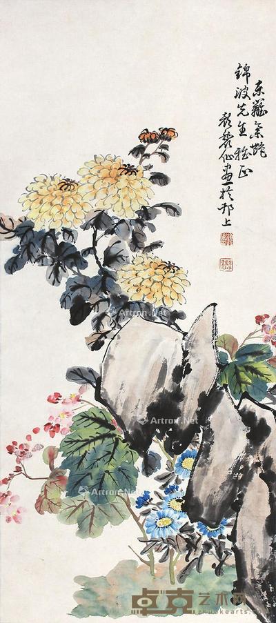  花卉 立轴 设色纸本 83×37cm