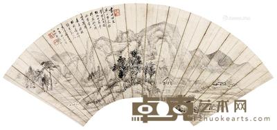 山水 扇面 水墨纸本 53×19cm