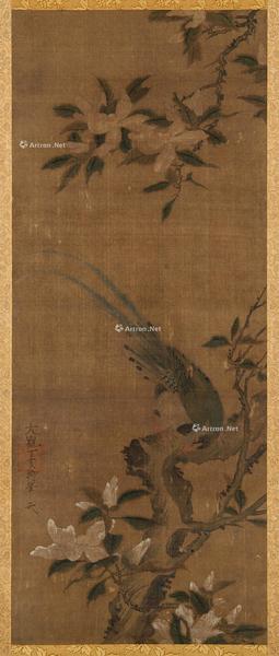  花鸟 立轴 设色绢本