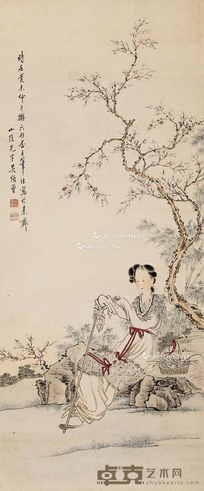  仕女 镜片 设色纸本 32×77cm