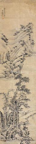  山水 立轴 设色纸本