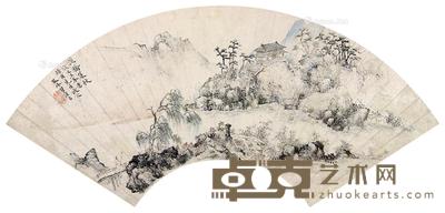  山水 扇面 设色纸本 52×19cm