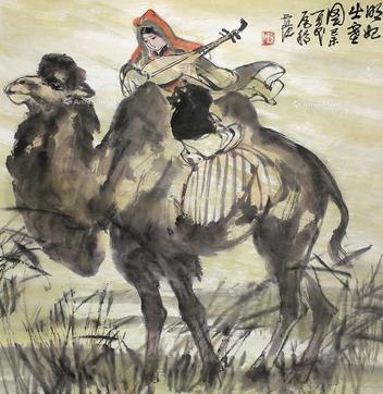  人物 立轴 设色纸本