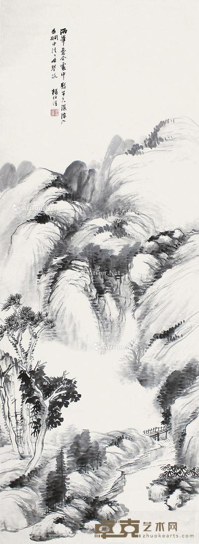  山水 立轴 水墨纸本 47×136cm