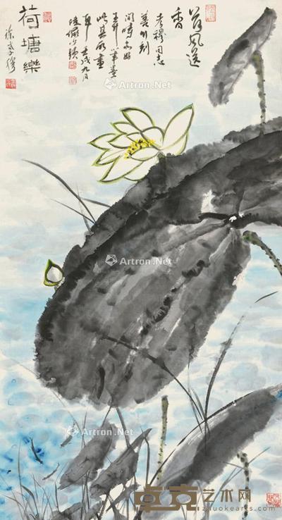  荷花 立轴 98×53cm