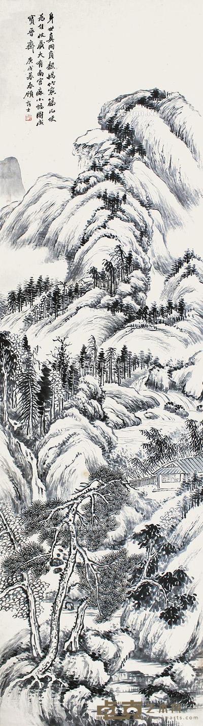 山水 立轴 水墨纸本 150×40cm