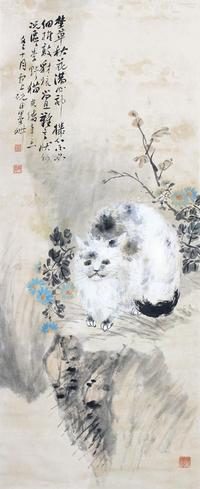  猫 立轴 设色纸本