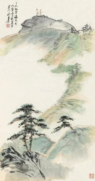 山水 （二幅） 镜心