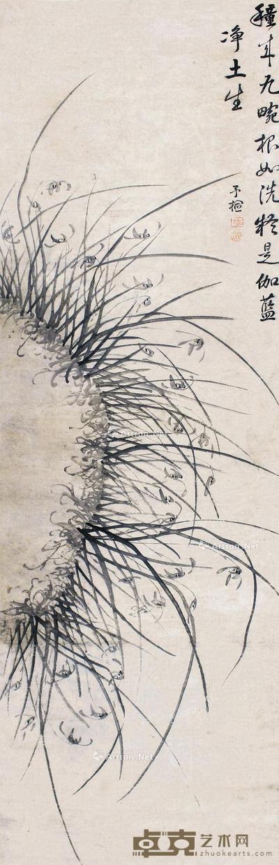  兰花 立轴 水墨纸本 139×42cm