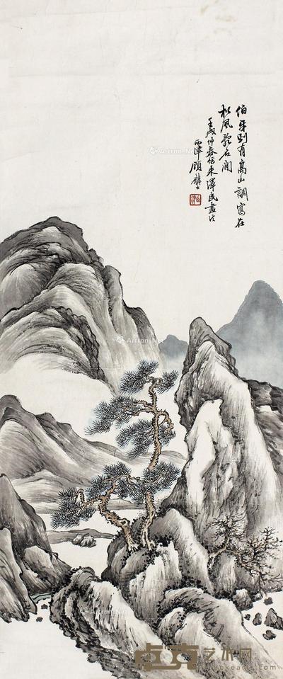  山水 镜片 设色纸本 80×33cm