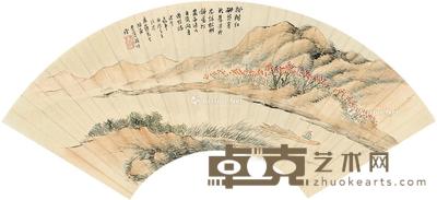 山水 扇片 18×52cm