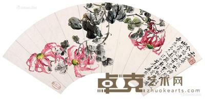  花卉 扇面 设色纸本 19×54cm