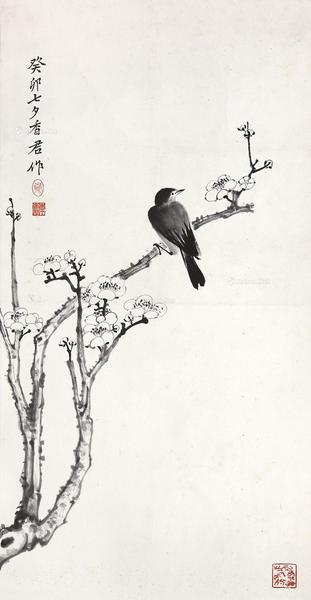  花鸟 镜片 水墨纸本