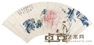  花卉 扇面  设色纸本 18×51cm