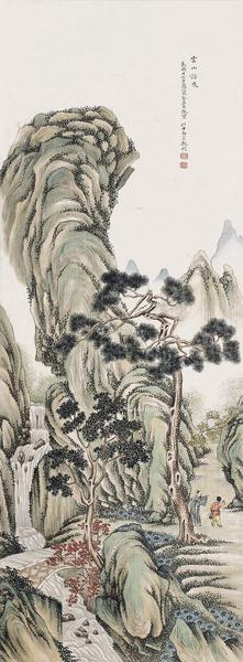  山水人物 屏轴 设色绢本