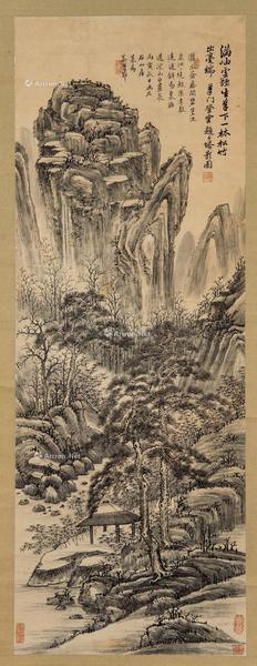  1688年作 山水 立轴 水墨纸本