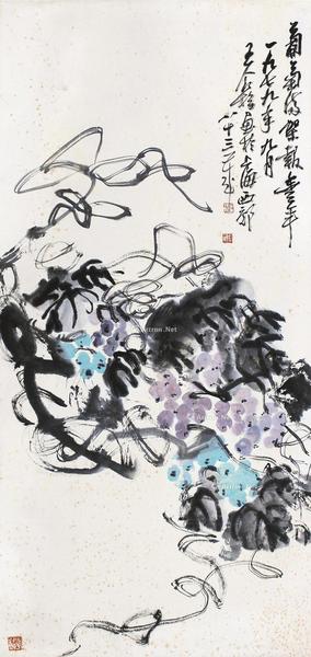  葡萄 立轴 设色纸本