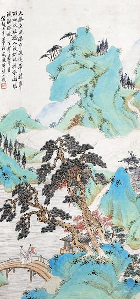  山水 立轴  设色纸本