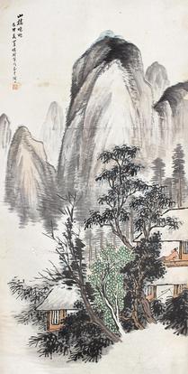  山水 立轴 设色纸本