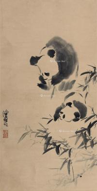  熊猫 立轴 水墨纸本
