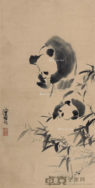  熊猫 立轴 水墨纸本 68×34cm