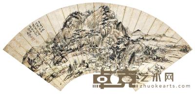 山水 扇面 立轴 设色金笺 19×49.5cm