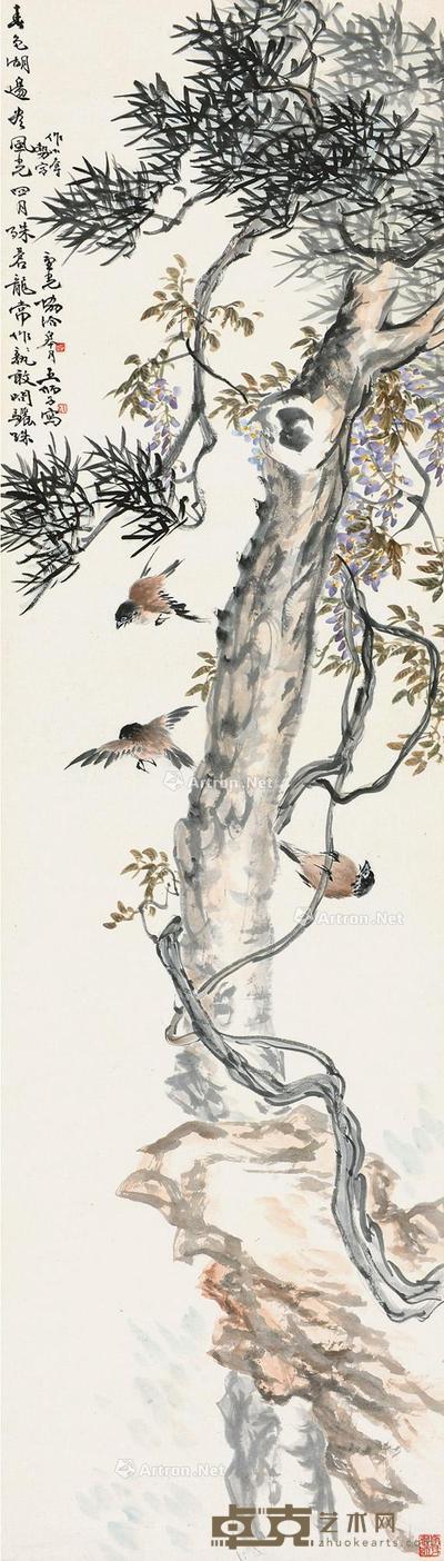  花鸟 立轴 143×40cm