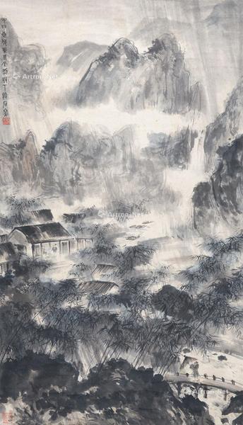  雨归图 立轴 纸本