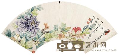  花卉 扇面 设色纸本 54×18cm