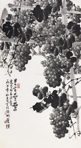  葡萄 立轴 水墨纸本