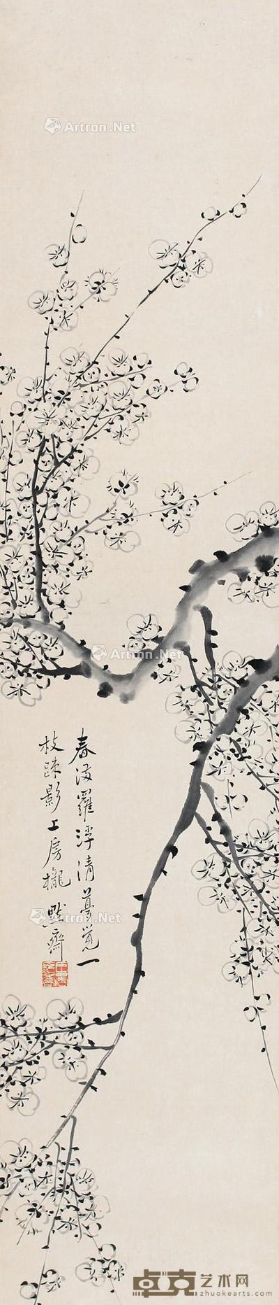  梅 立轴 水墨纸本 102×21cm