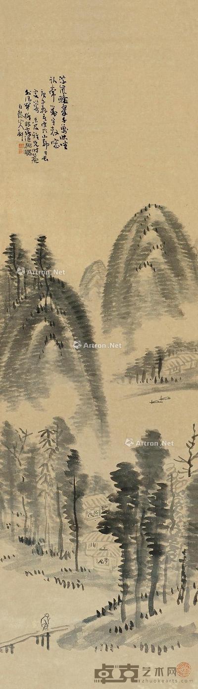  山水 立轴 131×37cm