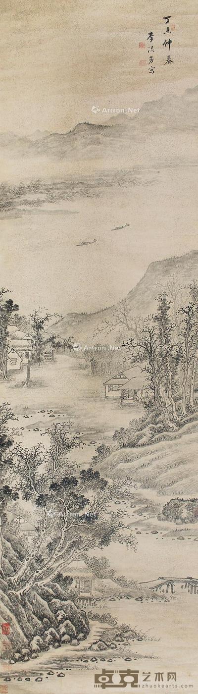山水 立轴 水墨纸本 172×47cm
