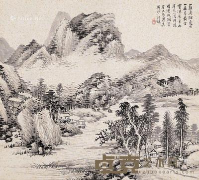  山水 镜片 纸本 36×40cm