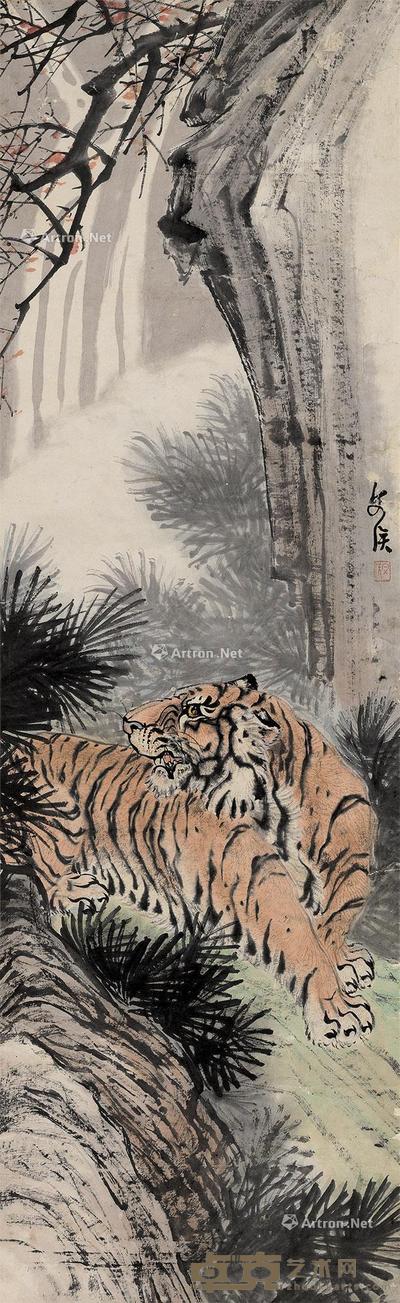  虎 立轴 纸本 103×31.5cm