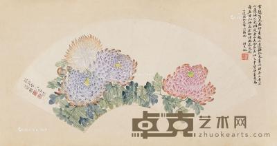  菊花 镜片 纸本 17.5×51cm